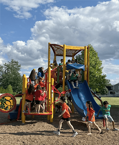 Students playing on the new Stony Lane playground